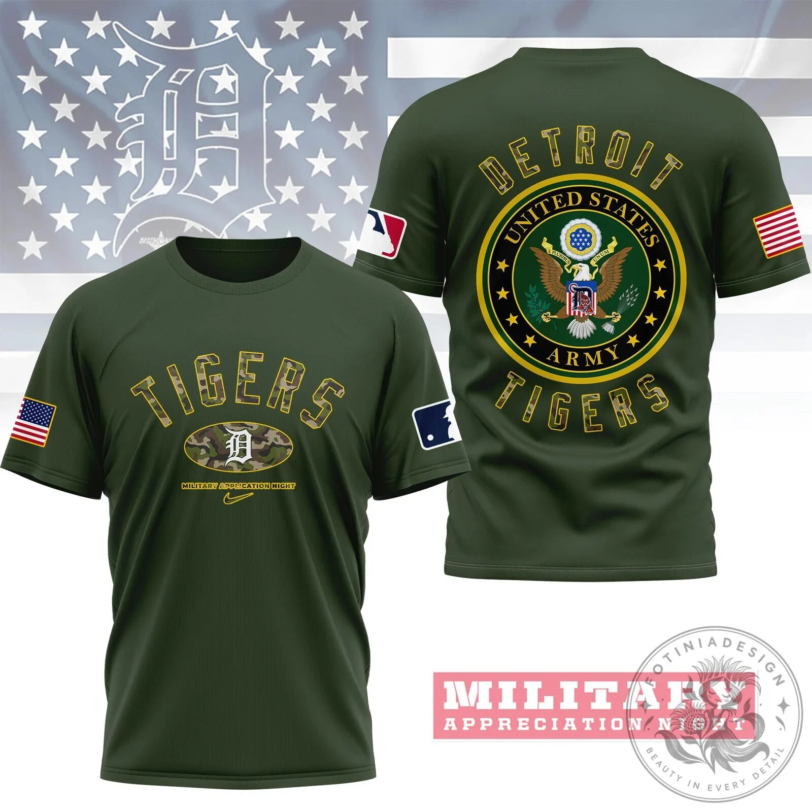 Detroit Tigers Shirt Military Appreciation Night United States Army