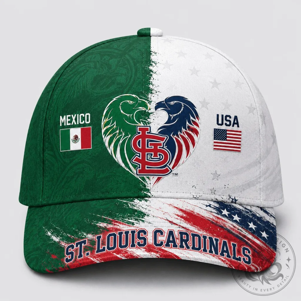 Mexico vs USA St. Louis Cardinals Baseball Cap, Dual Pride Fan Hat 23 Mexico vs USA St. Louis Cardinals Baseball Cap, Dual Pride Fan Hat