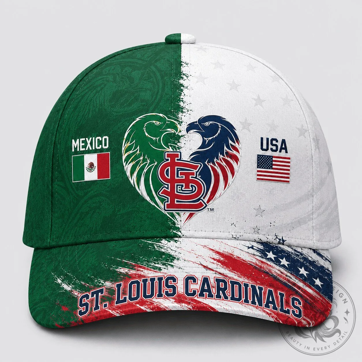 Mexico vs USA St. Louis Cardinals Baseball Cap, Dual Pride Fan Hat