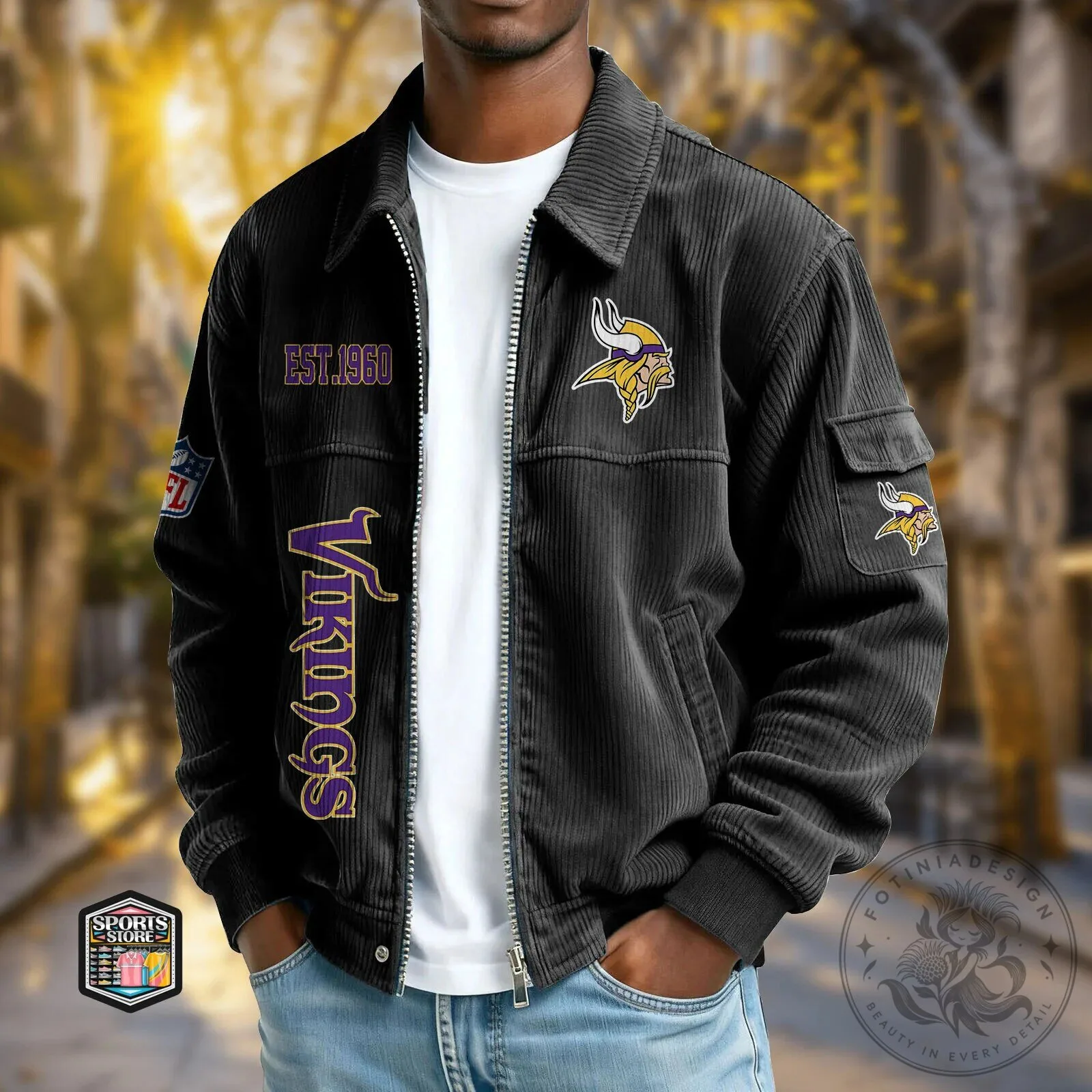 Minnesota Vikings NFL Corduroy Jacket with Embroidered Team Logo 5 Minnesota Vikings NFL Corduroy Jacket with Embroidered Team Logo