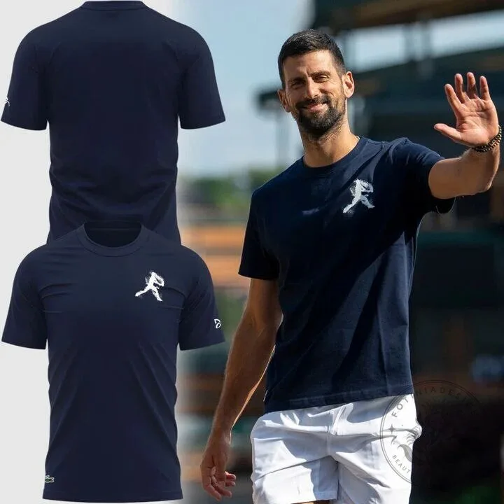 Novak Djokovic Tennis Player Silhouette Navy Blue T-Shirt