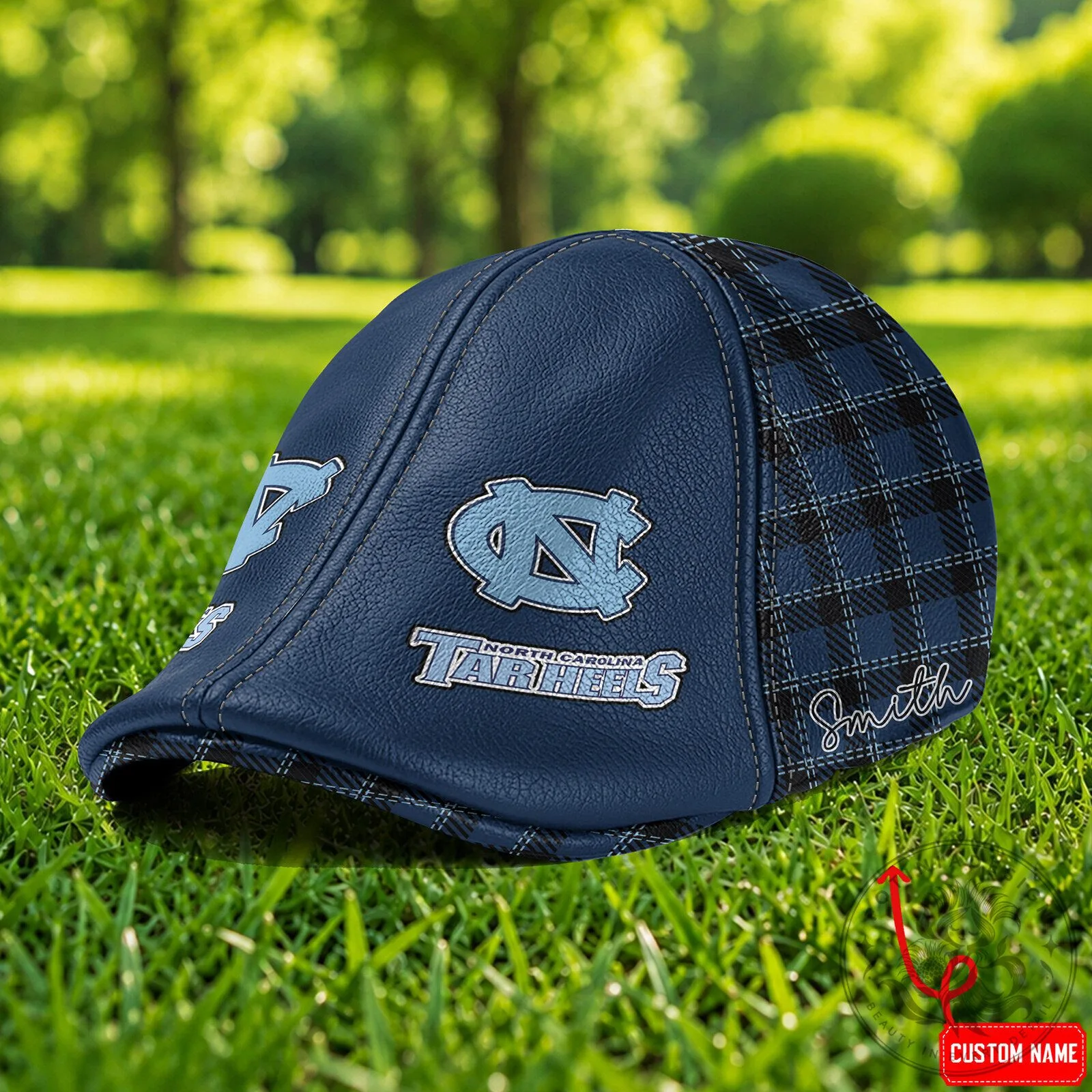 North Carolina Tar Heels Custom Name Plaid Ivy Cap Hat