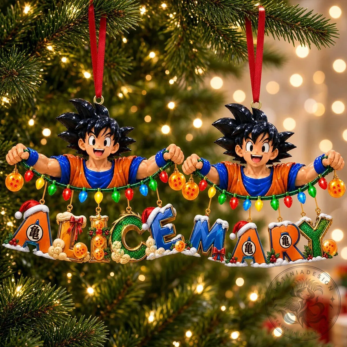 Dragon Ball Z Son Goku Christmas Tree Ornament Personalized Name Decoration
