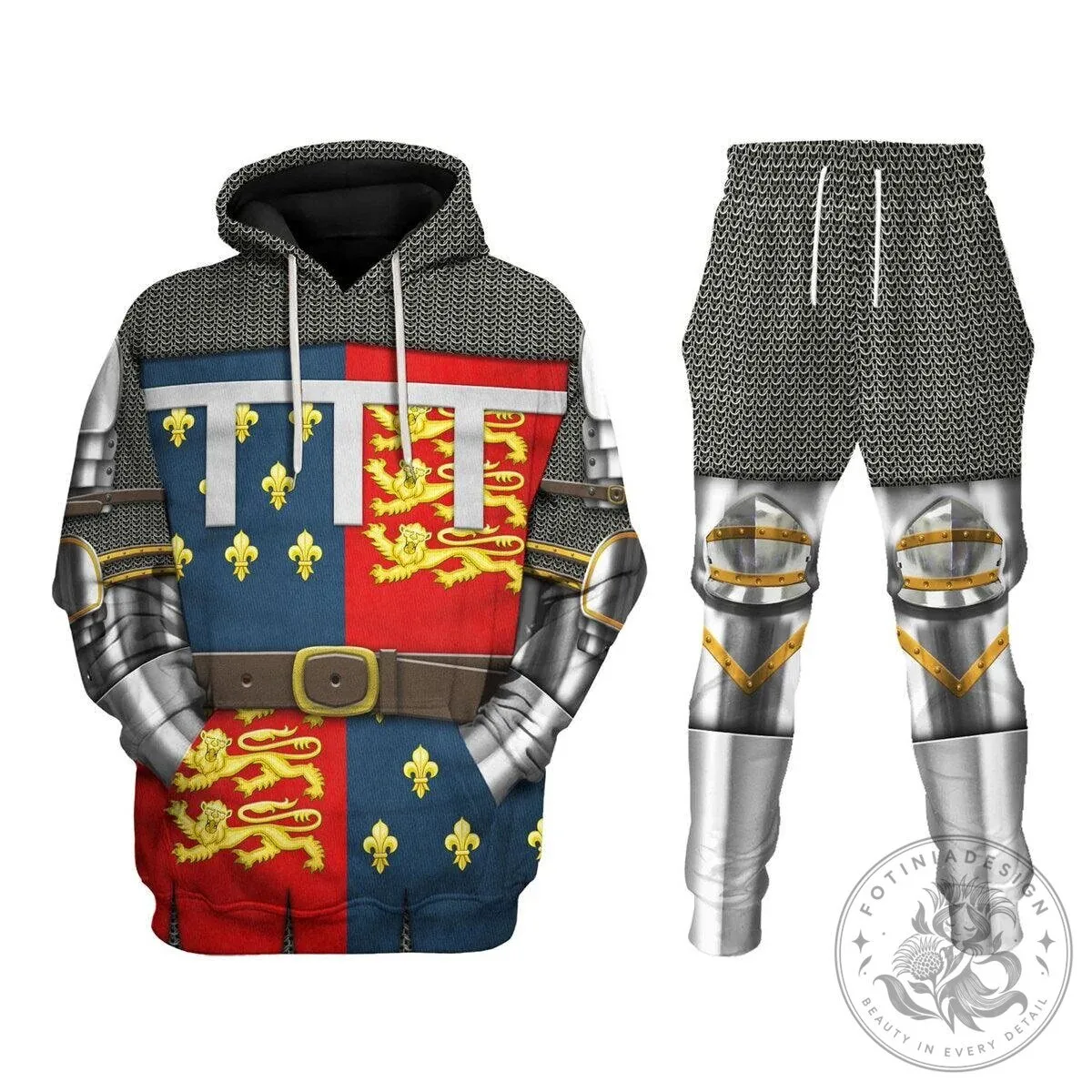 Edward The Black Prince Medieval Knight Armor Chainmail Costume Hoodie Sweatshirt