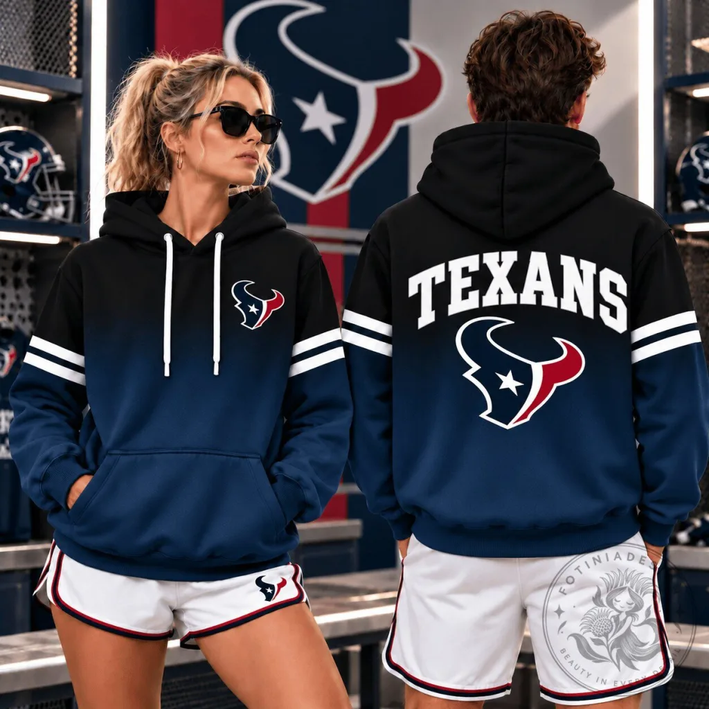Houston Texans NFL Football Team Gradient Color Block Game Day Hoodie Houston Texans NFL Football Team Gradient Color Block Game Day Hoodie
