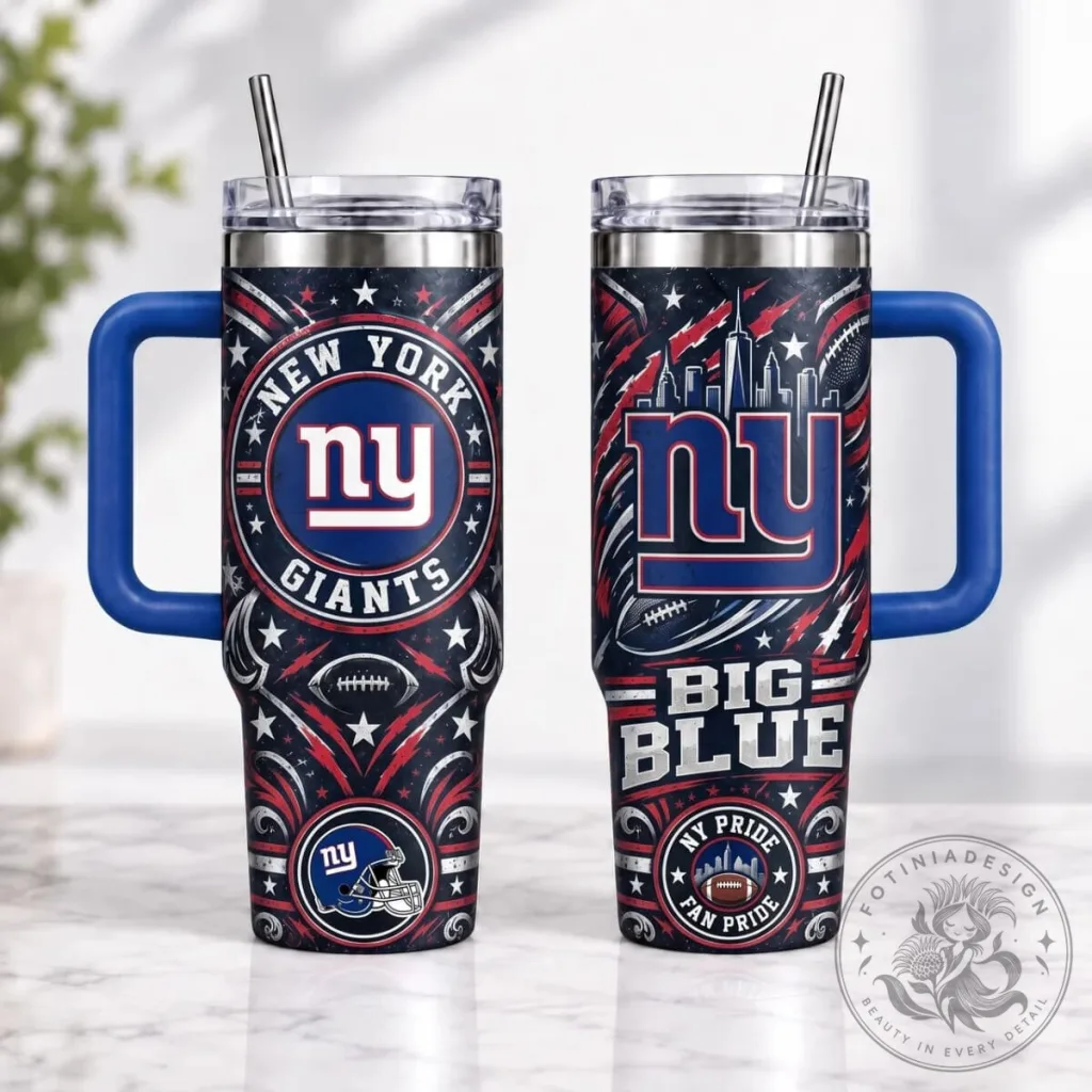 New York Giants Vintage Football 40oz Tumbler with Handle NFL Fan Gift New York Giants Vintage Football 40oz Tumbler with Handle NFL Fan Gift