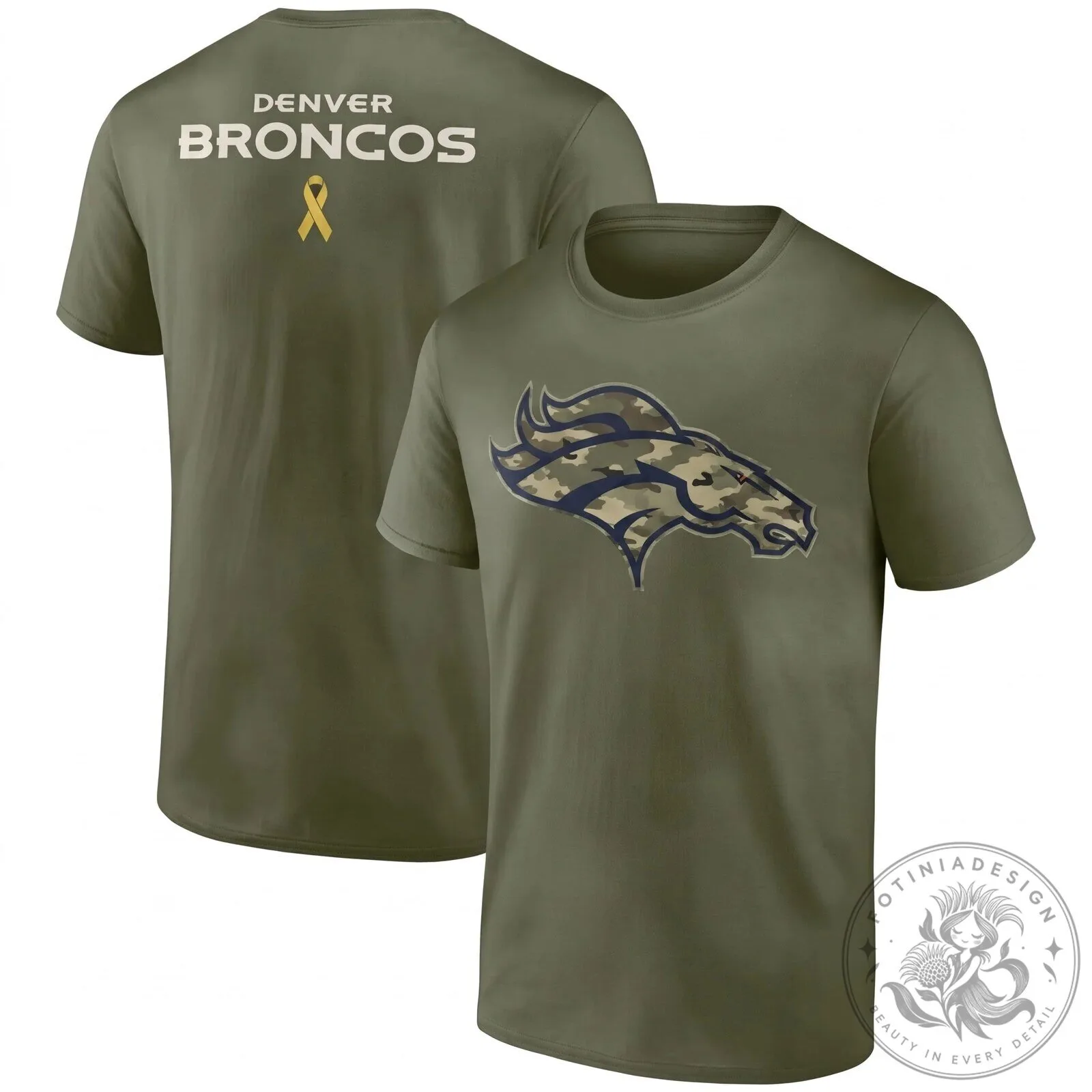 Denver Broncos Salute To Service Camouflage Logo Football T-Shirt