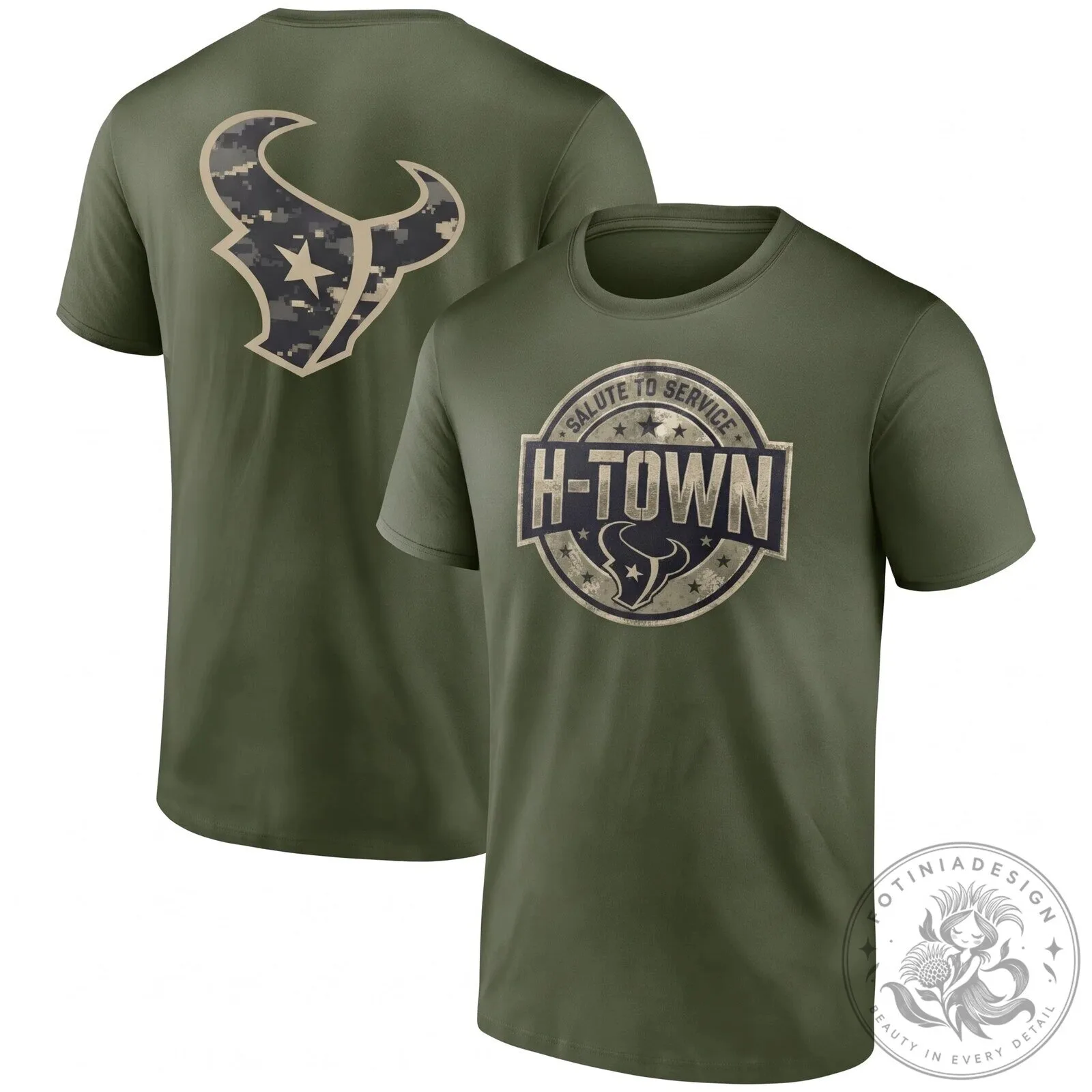 Military Green T-Shirt for Houston Texans Salute To Service H-Town 2 Military Green T-Shirt for Houston Texans Salute To Service H-Town