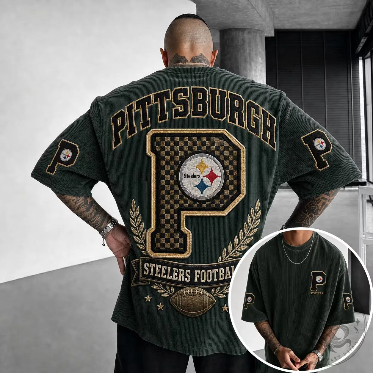 Pittsburgh Football Steelers Vintage Corduroy T-Shirt