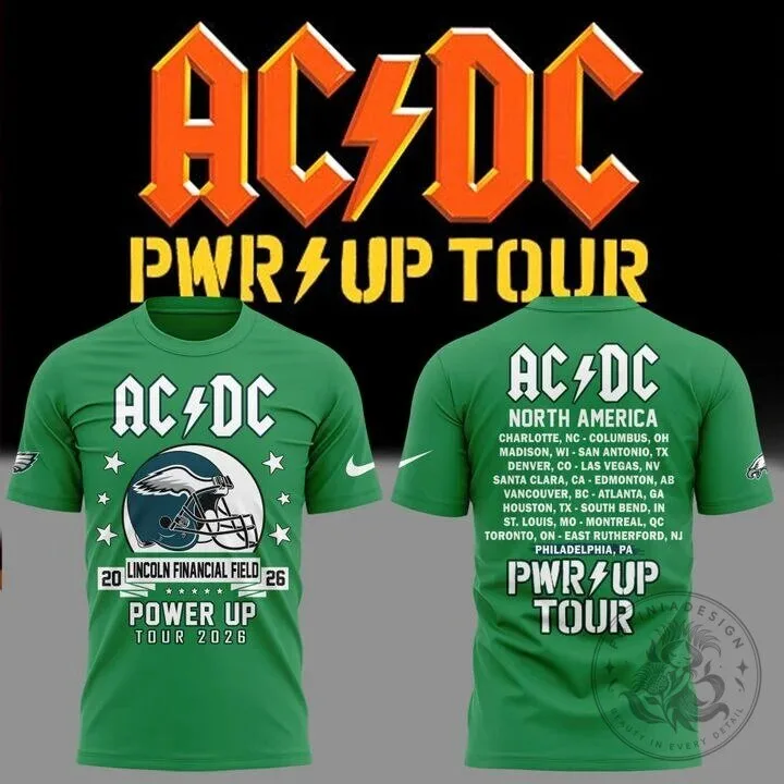 Philadelphia Eagles Green Concert T-Shirt for the AC/DC Power Up Tour 2026