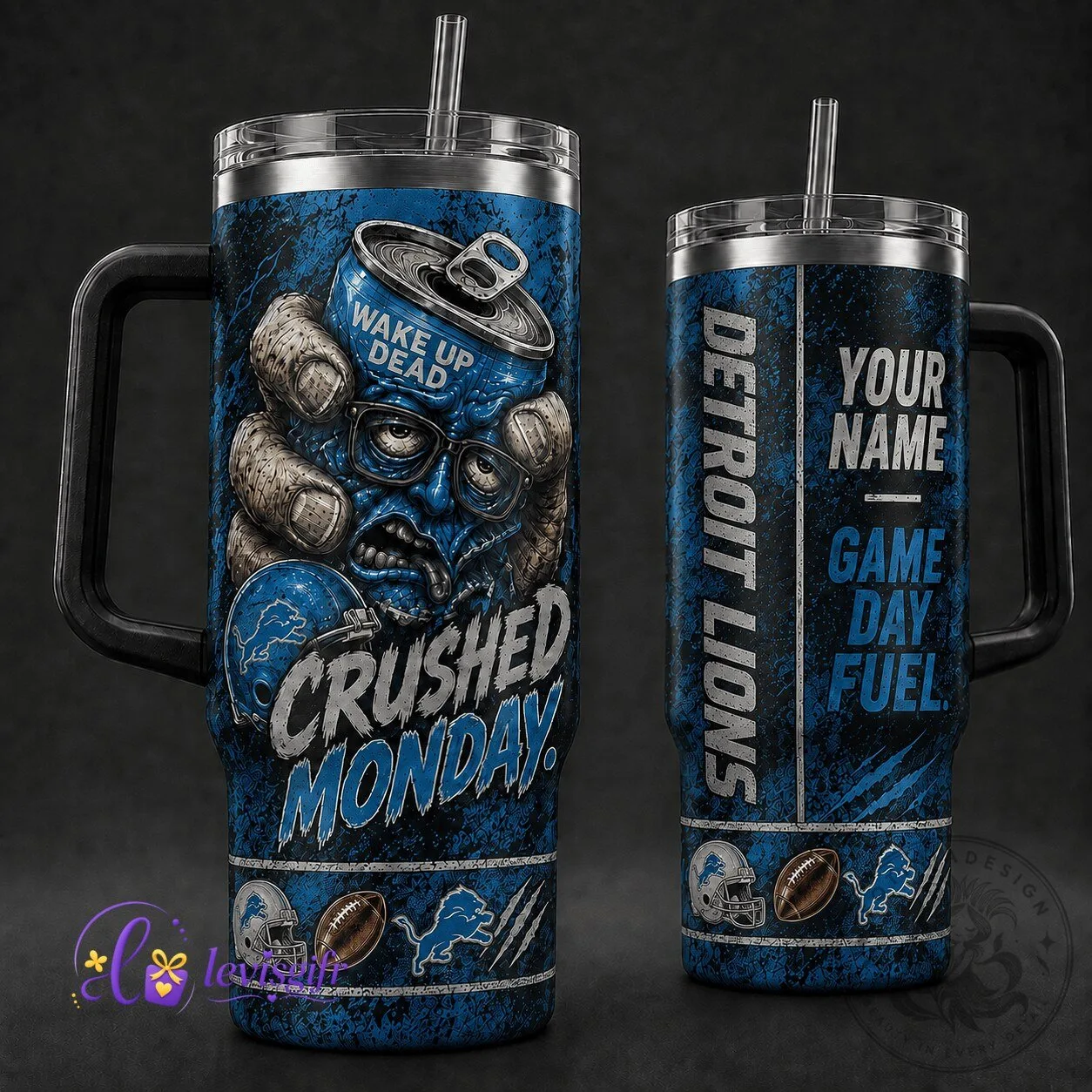 Detroit Lions Crushed Monday Wake Up Dead Personalized Football Fan Tumbler