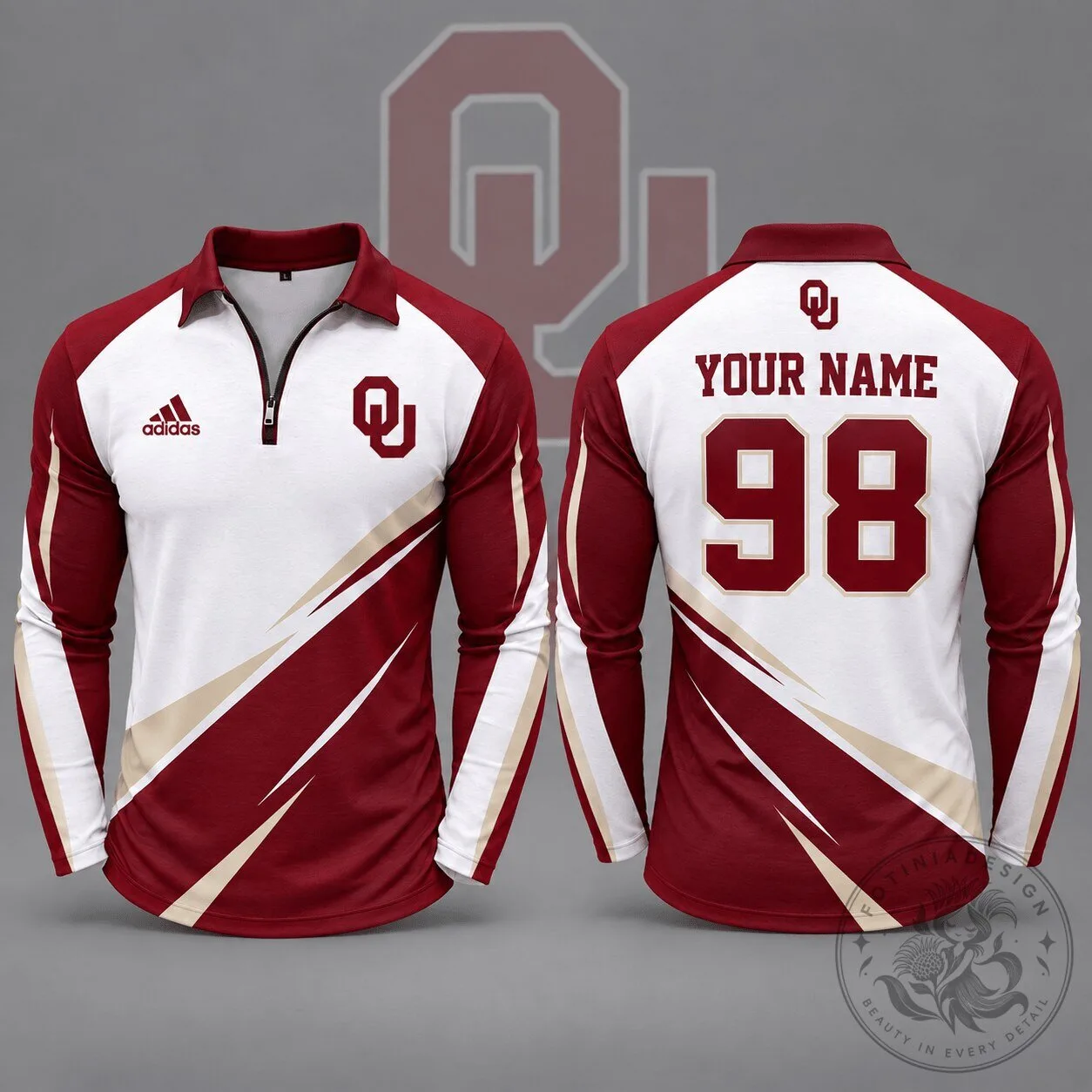 Oklahoma Sooners Personalized Name Number Dynamic Strike Long Sleeve Polo Shirt