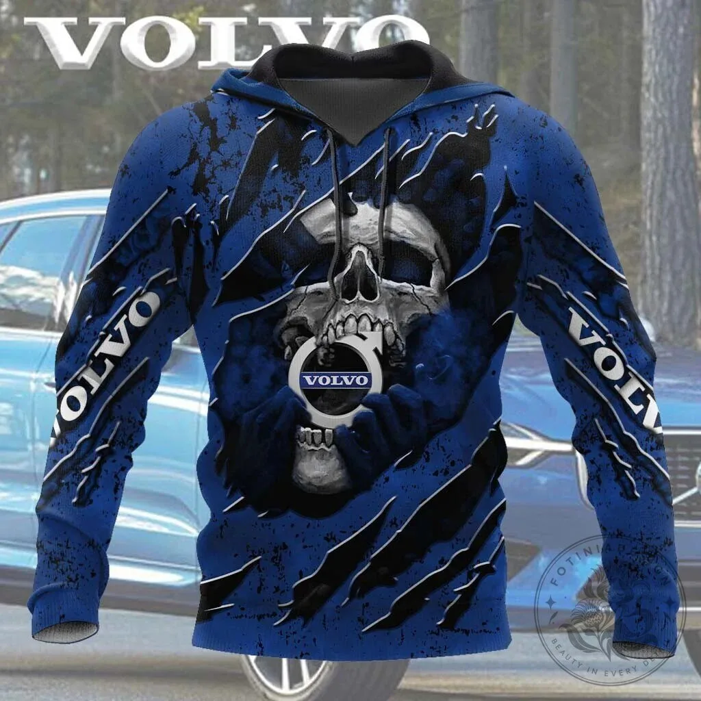 Volvo Skull Logo Blue Distressed Style All Over Print Hoodie 3 Volvo Skull Logo Blue Distressed Style All Over Print Hoodie