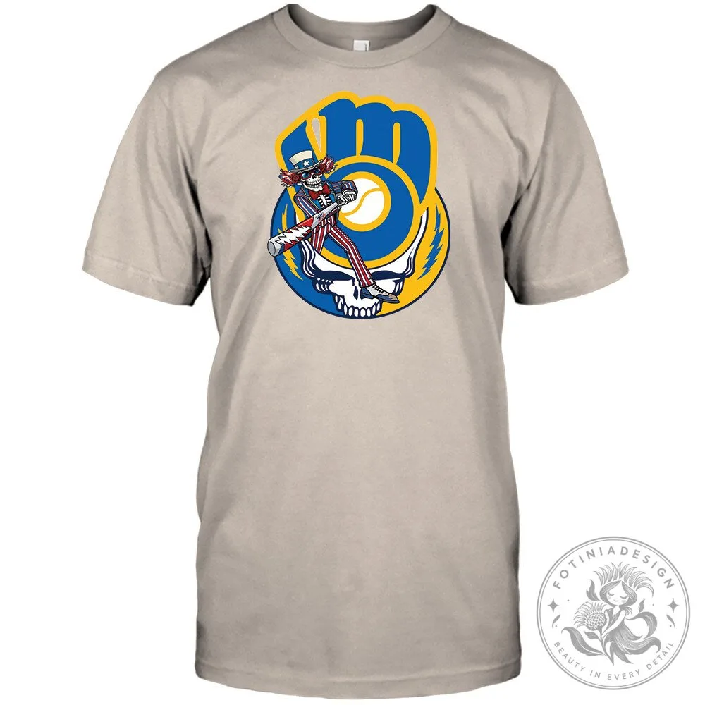 Milwaukee Brewers Baseball Grateful Dead Steal Your Face Uncle Sam T-Shirt