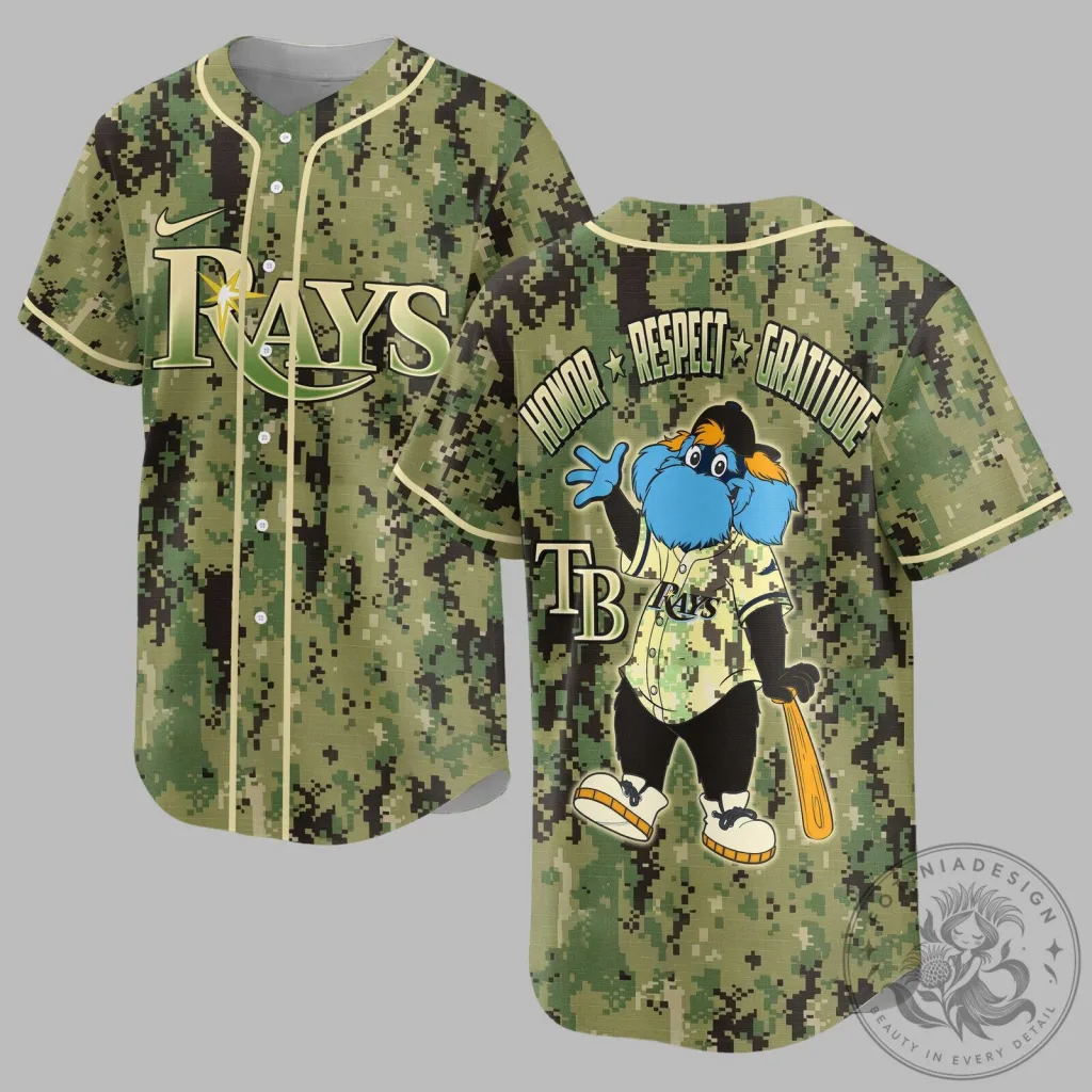 Tampa Bay Rays Baseball Camouflage Honor Respect Gratitude Baseball Jersey Tampa Bay Rays Baseball Camouflage Honor Respect Gratitude Baseball Jersey