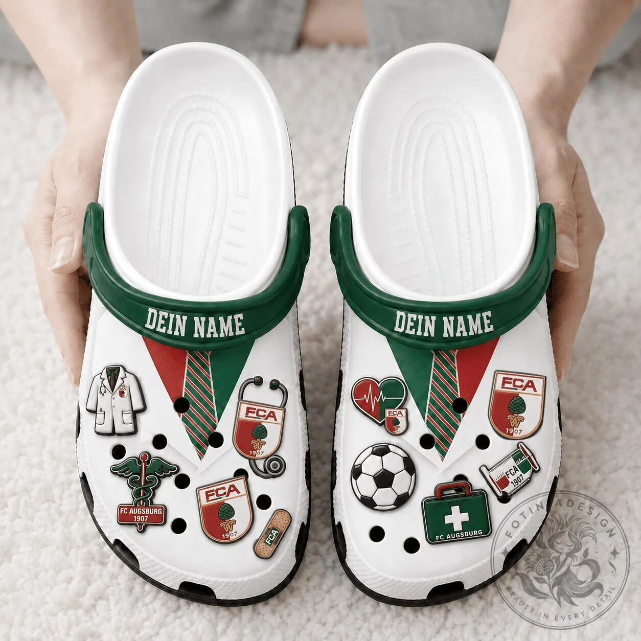 FC Augsburg Bundesliga Football Club Custom Name White Crocs Shoes