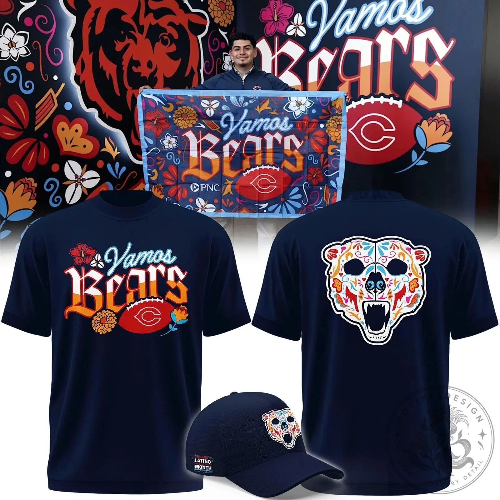 Chicago Bears Latino Heritage Month Vamos Bears T-Shirt 6 Chicago Bears Latino Heritage Month Vamos Bears T-Shirt