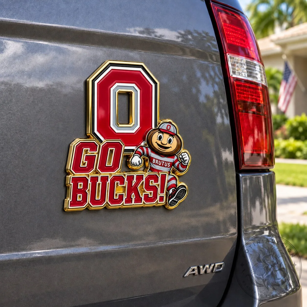 Ohio State Buckeyes Brutus Buckeye Go Bucks! NCAA Football Car Decal Sticker