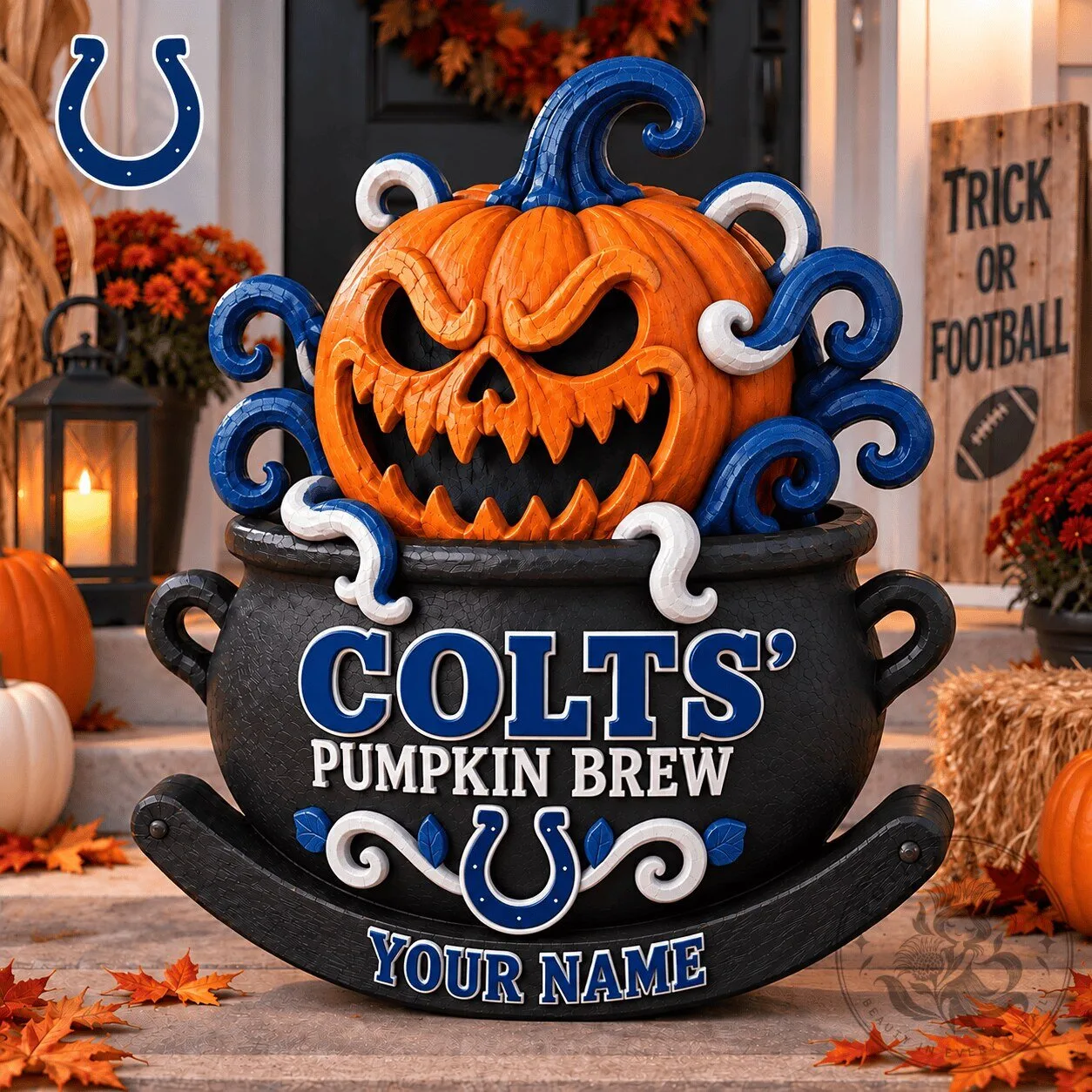 Indianapolis Colts Personalized Pumpkin Brew Halloween Cauldron Decoration