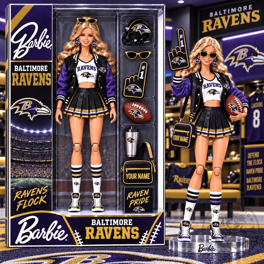 Baltimore Ravens Barbie Doll Collectible NFL Fan Memorabilia Gift Baltimore Ravens Barbie Doll Collectible NFL Fan Memorabilia Gift