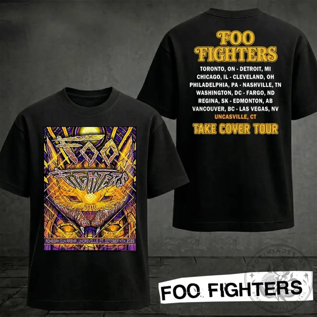 Foo Fighters Take Cover Tour 2026 Mohegan Sun Arena Concert T-Shirt Foo Fighters Take Cover Tour 2026 Mohegan Sun Arena Concert T-Shirt