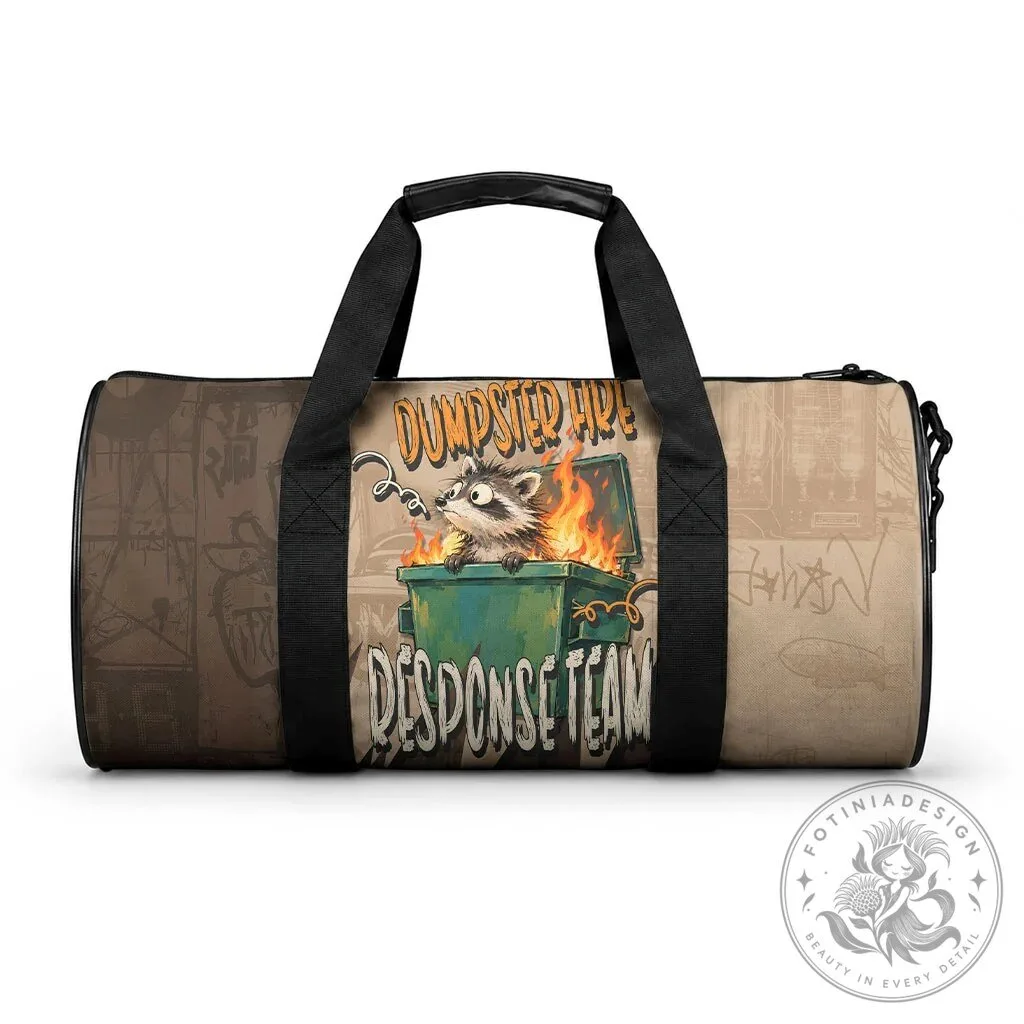 Dumpster Fire Response Team Raccoon Funny Vintage Grunge Collage Duffle Bag