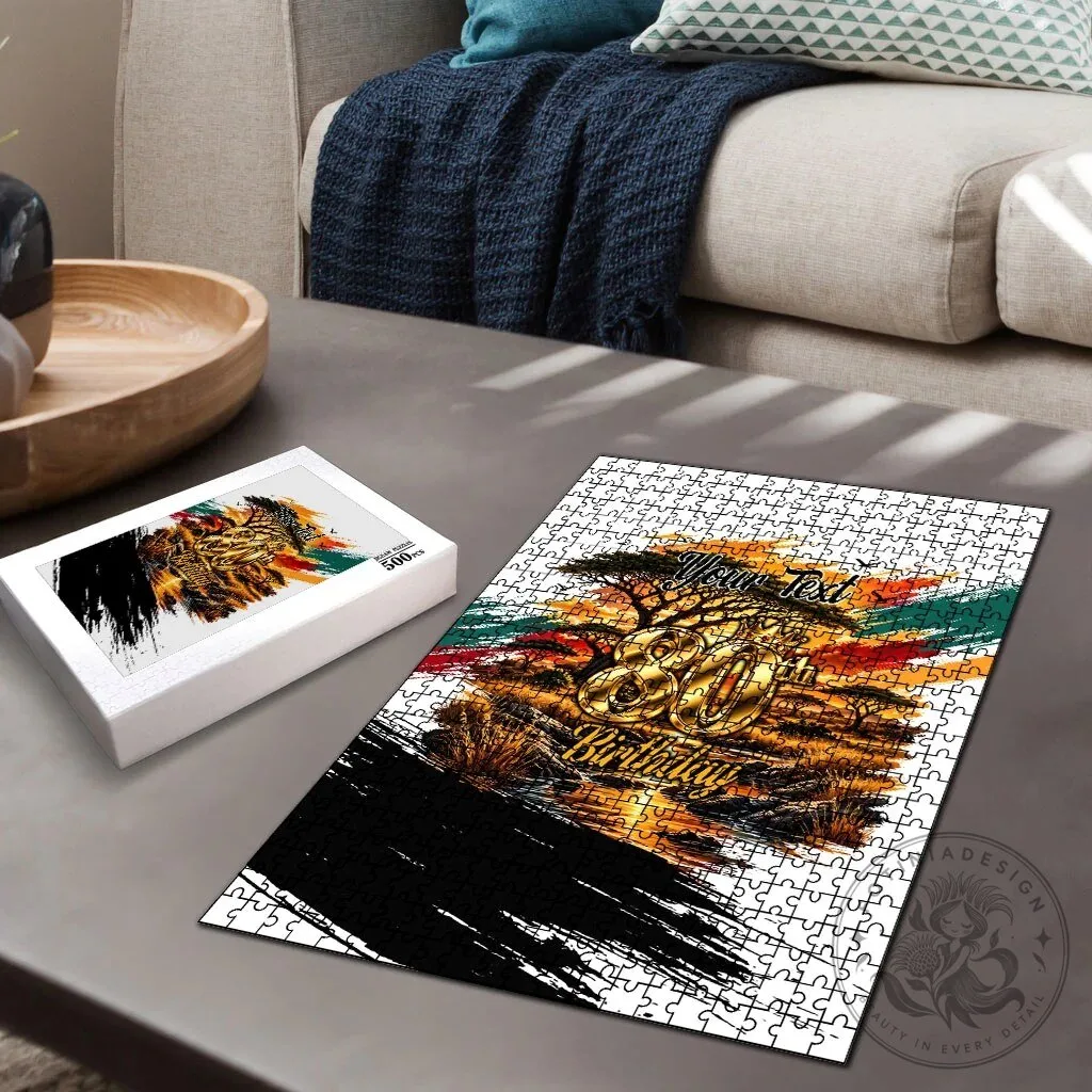 Personalized 80th Birthday African Safari Sunset Landscape Wildlife Art Puzzle 8 Personalized 80th Birthday African Safari Sunset Landscape Wildlife Art Puzzle