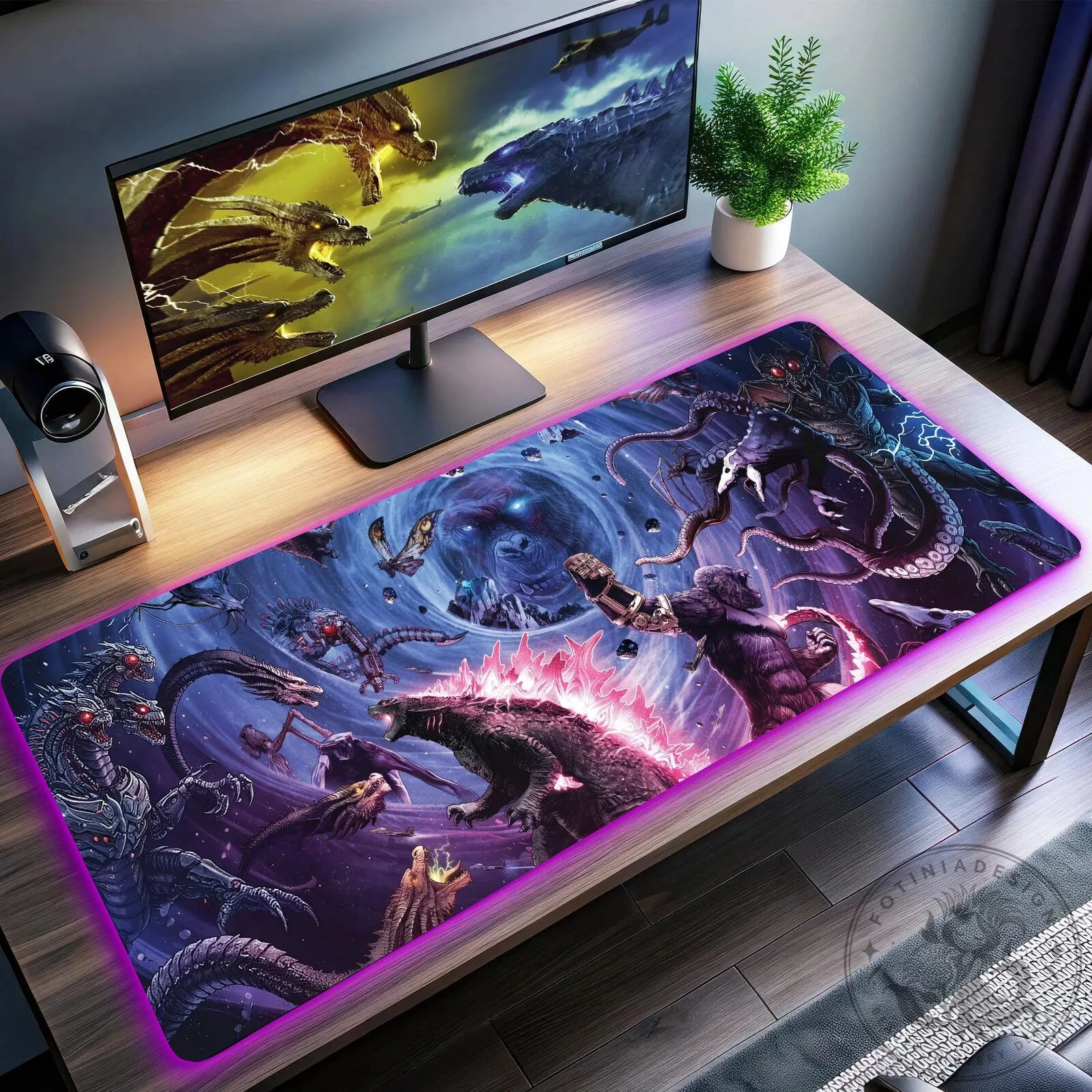 Godzilla Versus King Ghidorah Monsterverse Gaming Mousepad with LED Lights