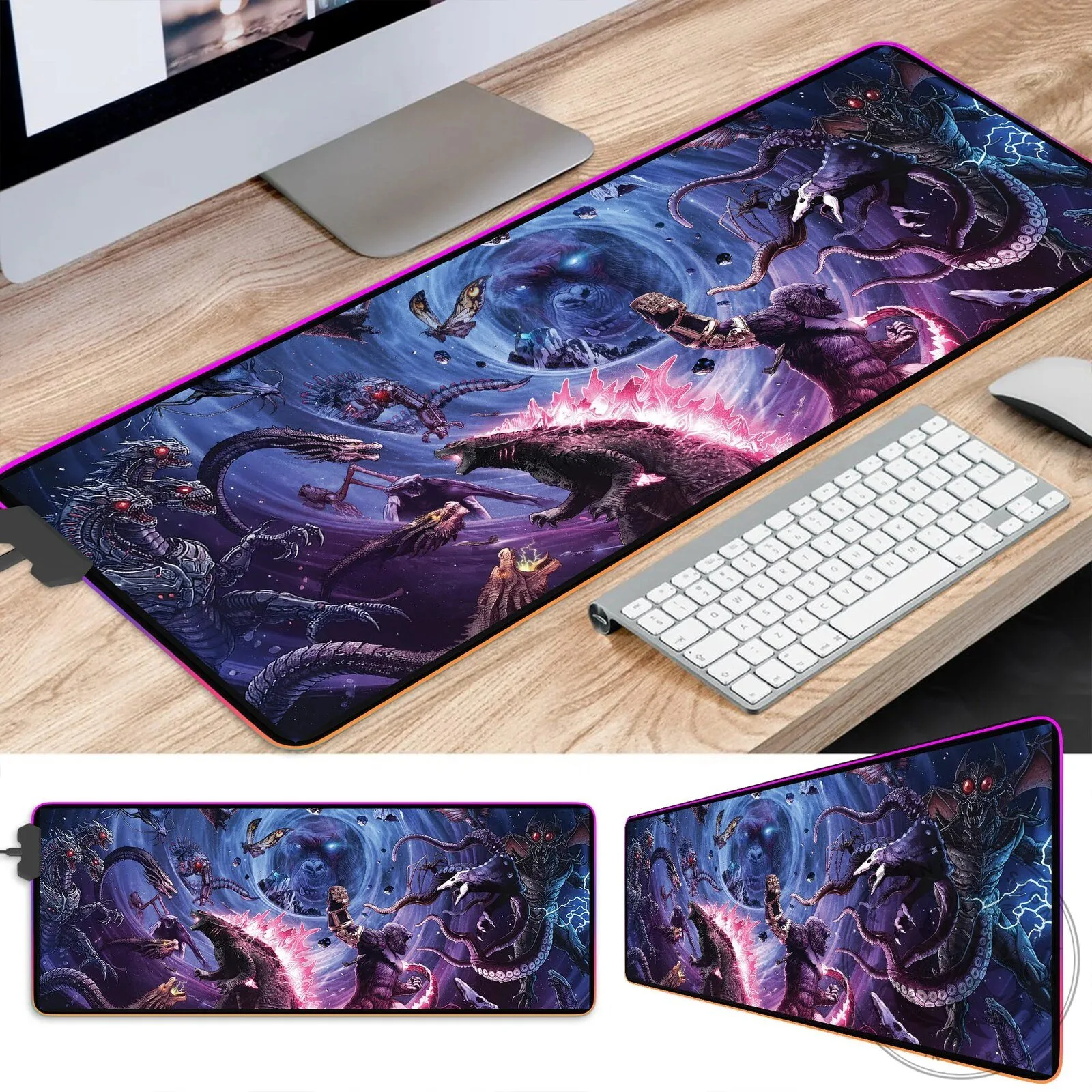 Godzilla Versus King Ghidorah Monsterverse Gaming Mousepad with LED Lights 6 Godzilla Versus King Ghidorah Monsterverse Gaming Mousepad with LED Lights