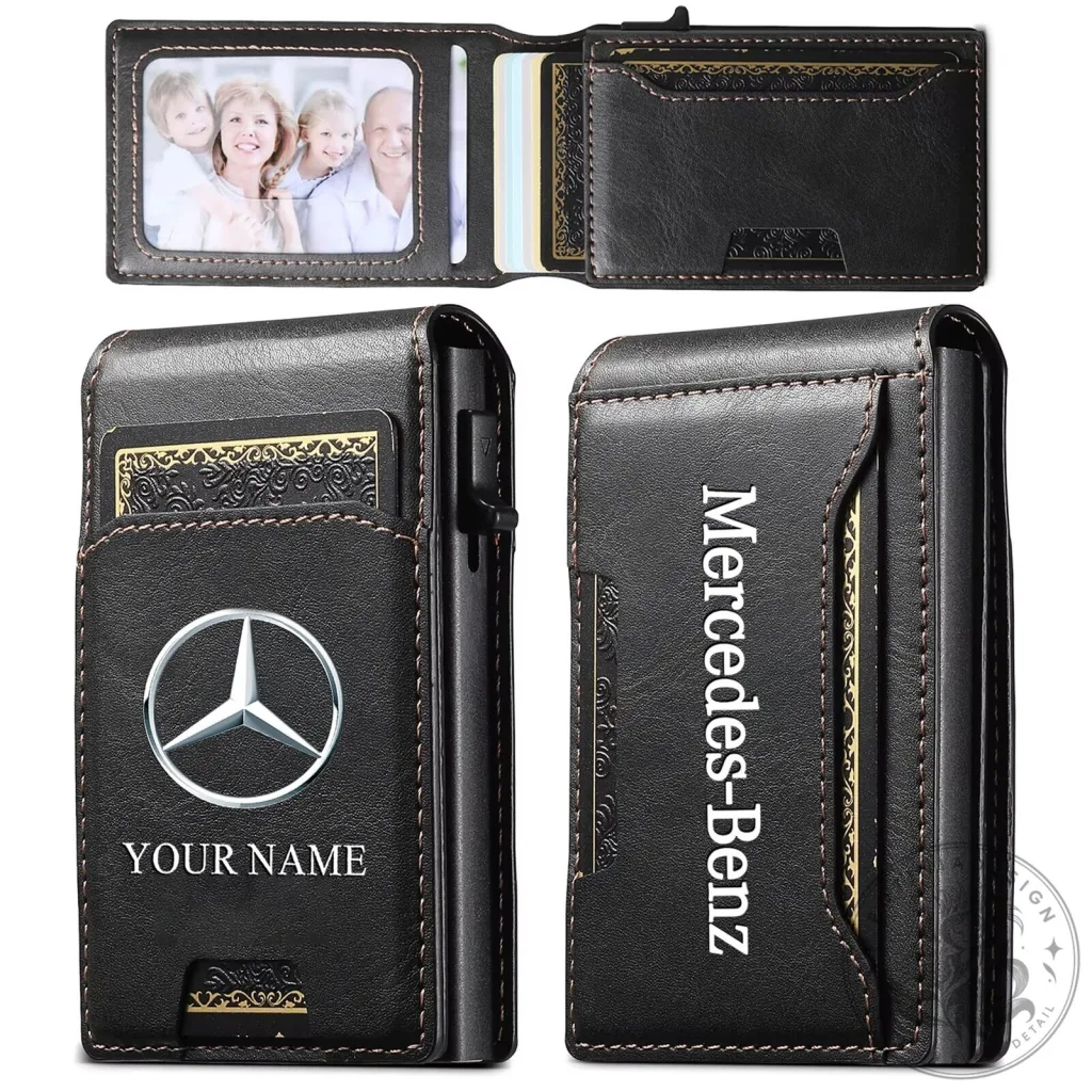 Mercedes-Benz Personalized Slim Leather Wallet with Photo Slot and Card Holder Mercedes-Benz Personalized Slim Leather Wallet with Photo Slot and Card Holder