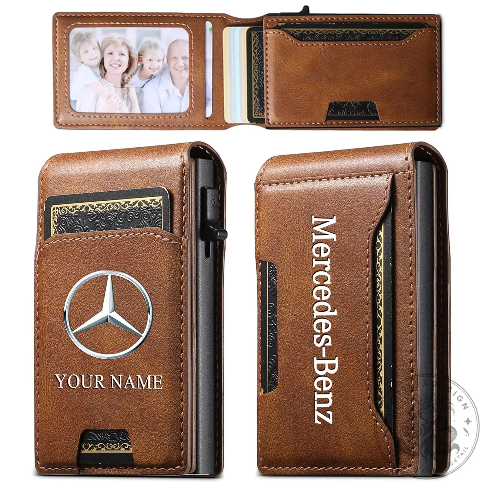 Mercedes-Benz Personalized Slim Leather Wallet with Photo Slot and Card Holder 10 Mercedes-Benz Personalized Slim Leather Wallet with Photo Slot and Card Holder