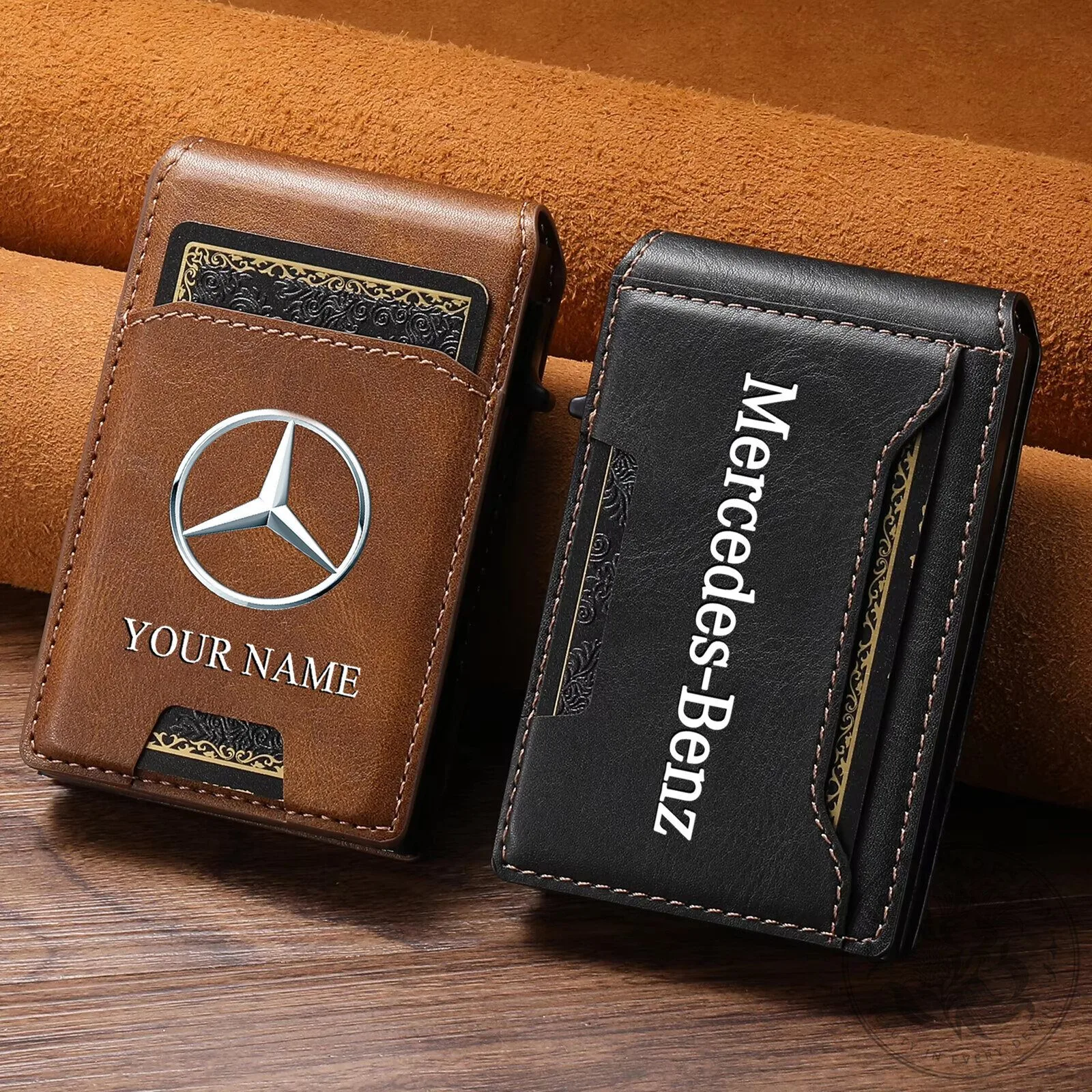 Mercedes-Benz Personalized Slim Leather Wallet with Photo Slot and Card Holder 11 Mercedes-Benz Personalized Slim Leather Wallet with Photo Slot and Card Holder