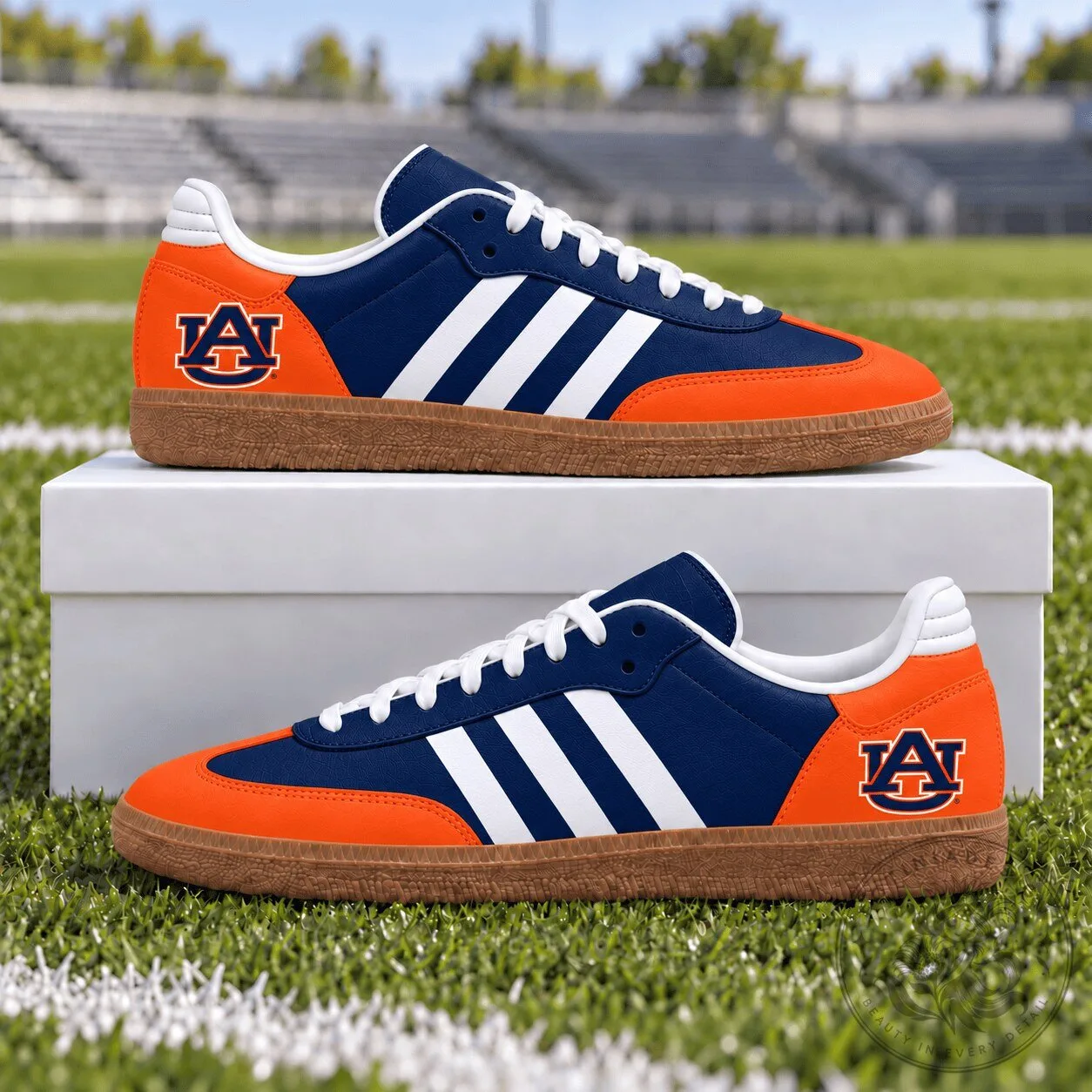 Auburn Tigers College Football Team Sporty Blue and Orange Sneakers Shoes