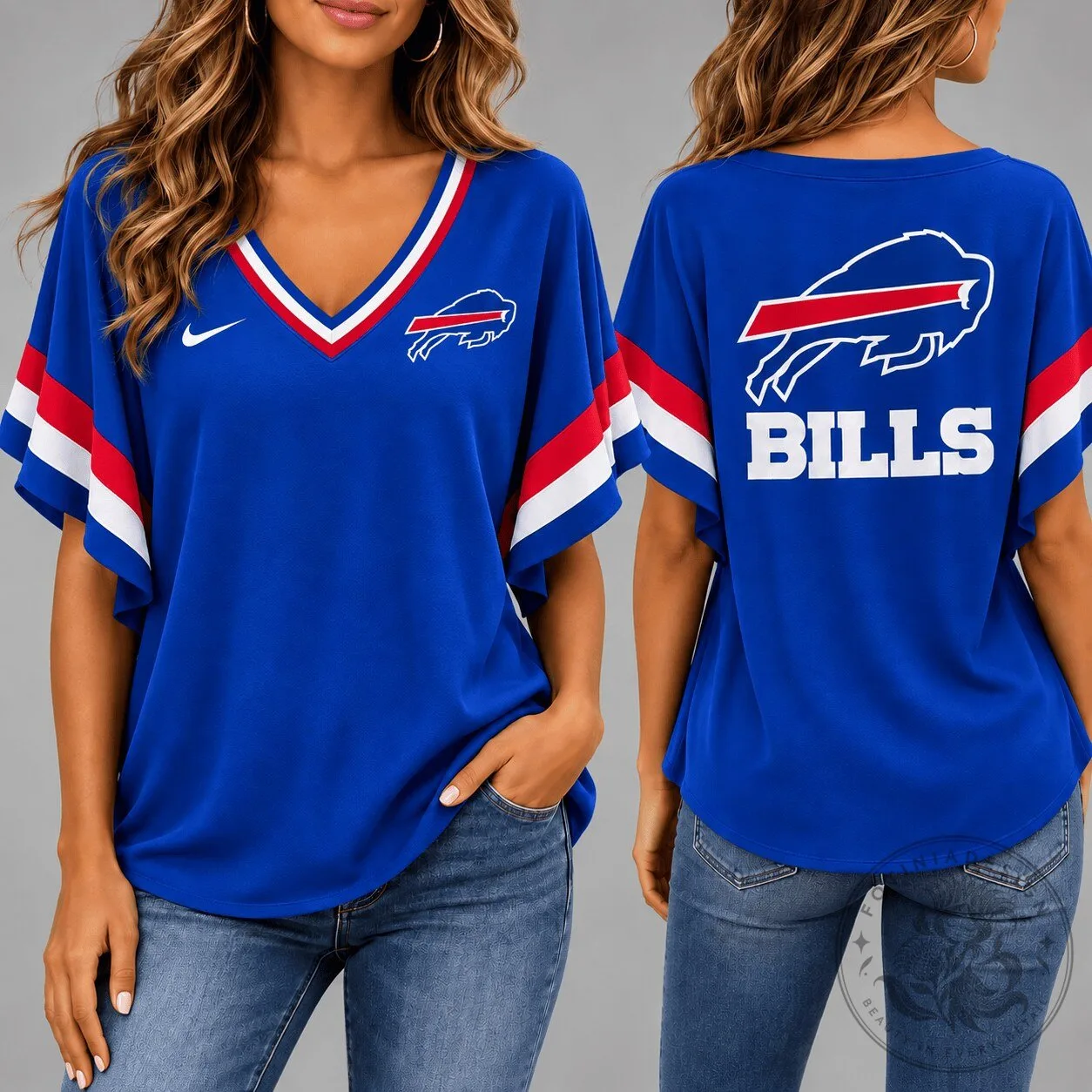 Buffalo Bills Women's Nike Royal Blue Game Day V-Neck Short Sleeve T-Shirt 3 Buffalo Bills Women's Nike Royal Blue Game Day V-Neck Short Sleeve T-Shirt