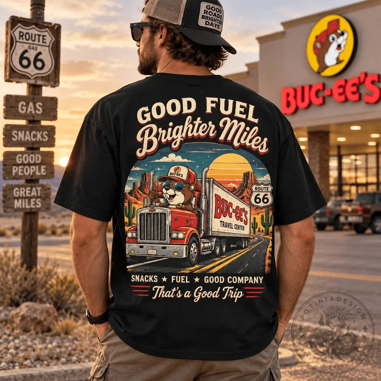 Buc-ee's Good Fuel Brighter Miles Route 66 Trucker T-Shirt 10 Buc-ee