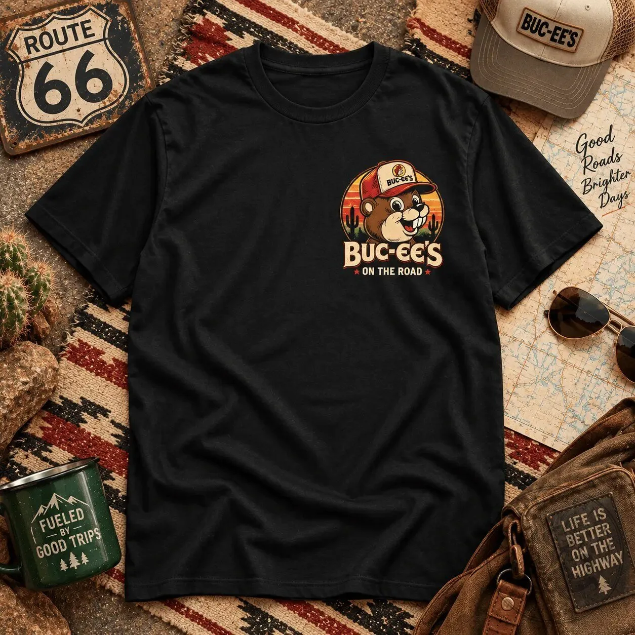 Buc-ee's Good Fuel Brighter Miles Route 66 Trucker T-Shirt 11 Buc-ee
