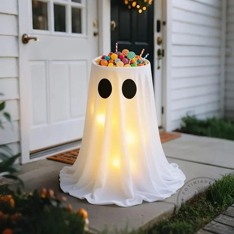 Light Up Halloween Ghost Candy Bowl Outdoor Yard Decoration 10 Light Up Halloween Ghost Candy Bowl Outdoor Yard Decoration