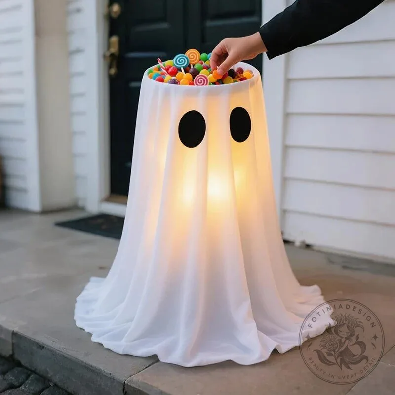 Light Up Halloween Ghost Candy Bowl Outdoor Yard Decoration 13 Light Up Halloween Ghost Candy Bowl Outdoor Yard Decoration
