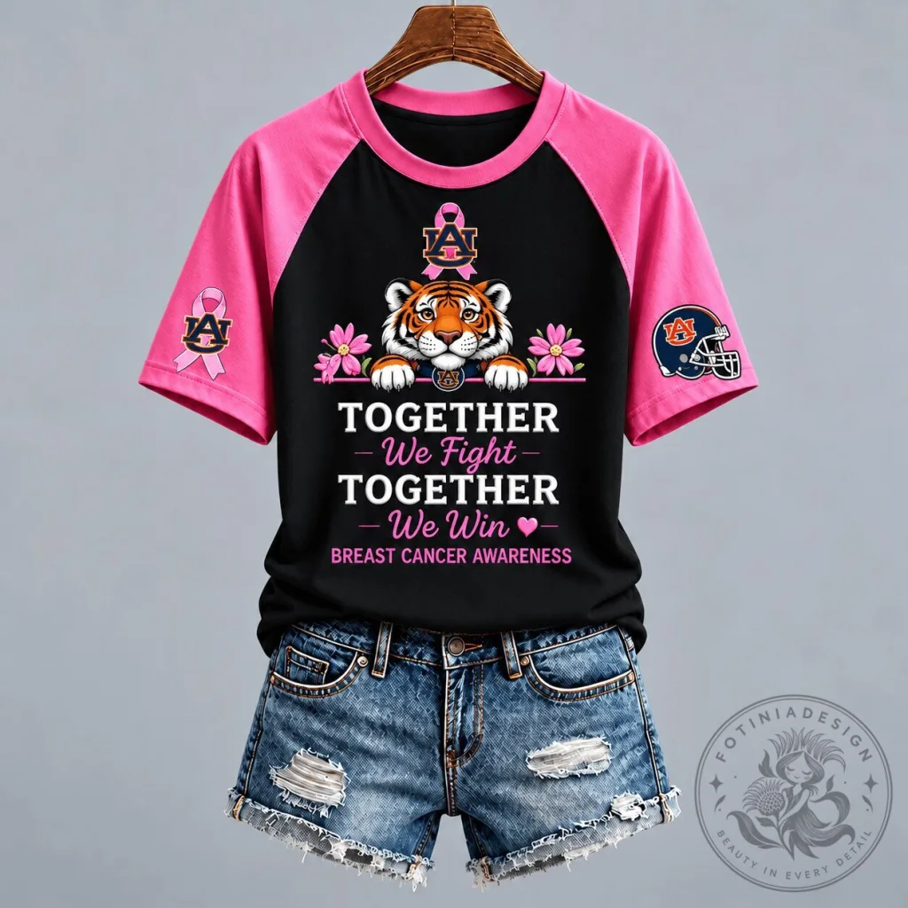 Auburn Tigers Breast Cancer Awareness Together We Fight Together We Win T-Shirt 5 Auburn Tigers Breast Cancer Awareness Together We Fight Together We Win T-Shirt