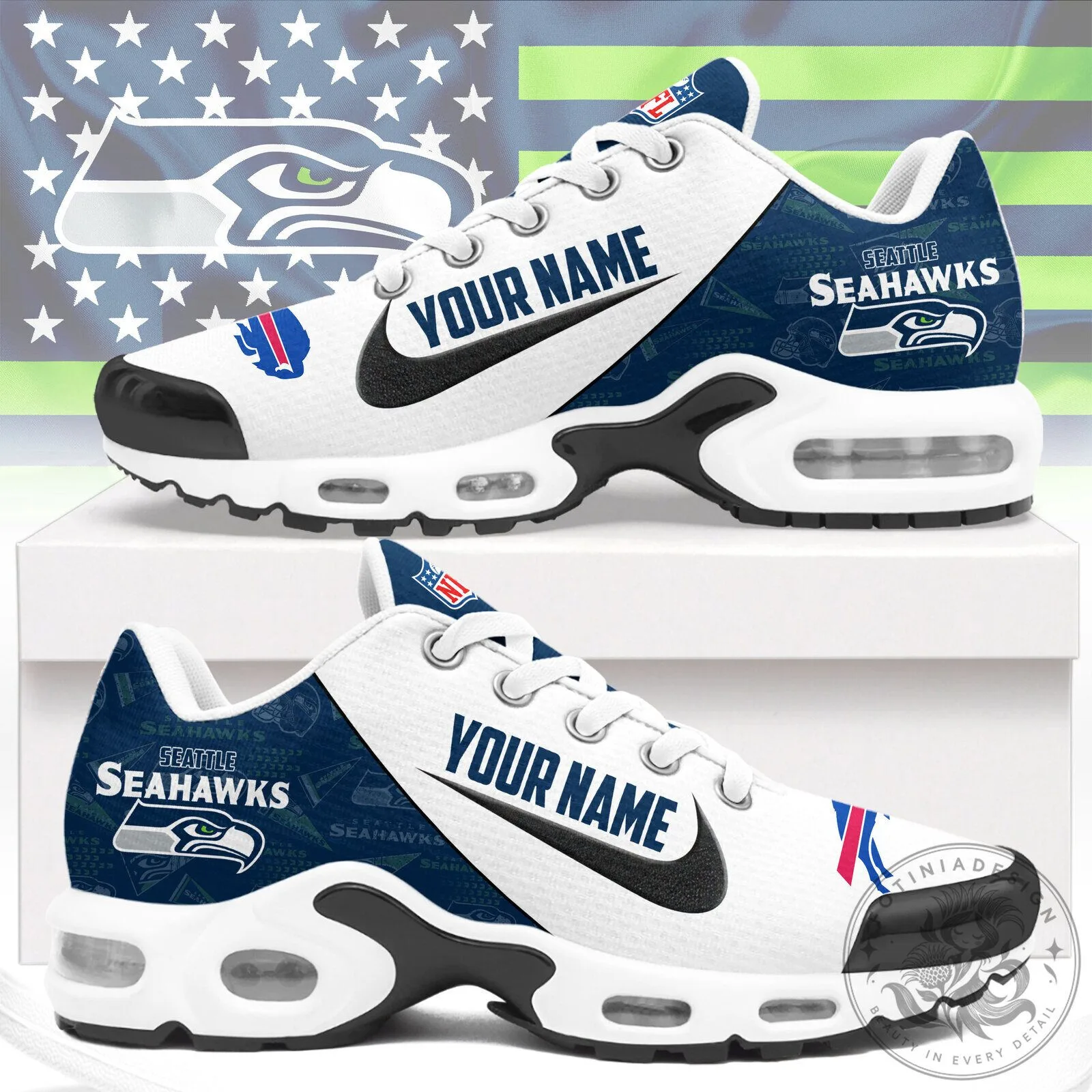 Seattle Seahawks Custom Name Running Shoes for Men and Women