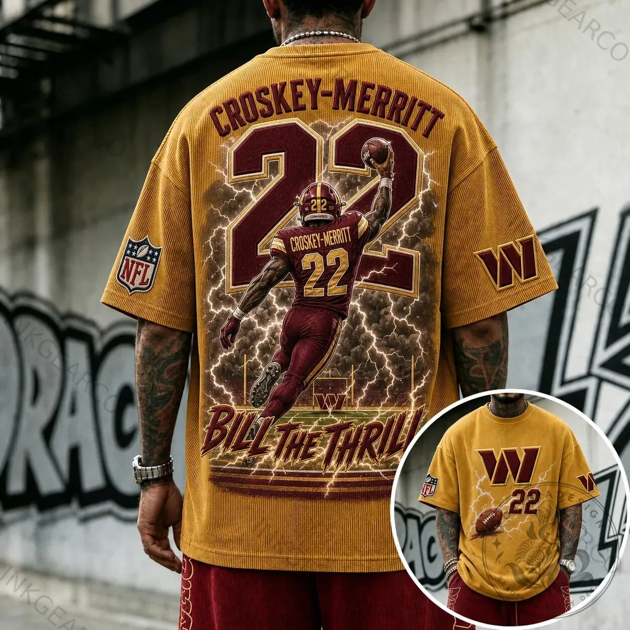 Washington Commanders Football Player Croskey-Merritt Number 22 T-Shirt