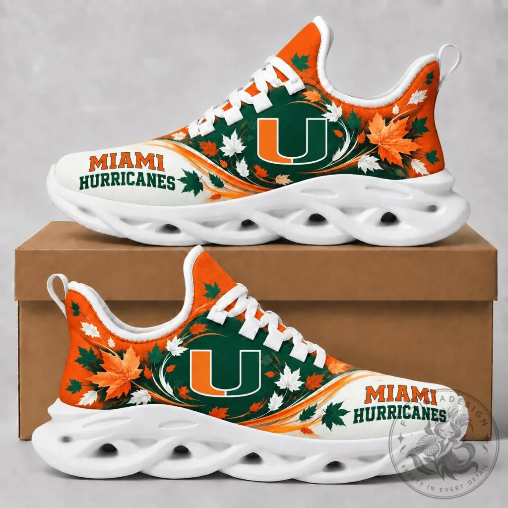 Miami Hurricanes Fall Maple Leaves Chunky Sneakers - Autumn Edition 19 Miami Hurricanes Fall Maple Leaves Chunky Sneakers - Autumn Edition
