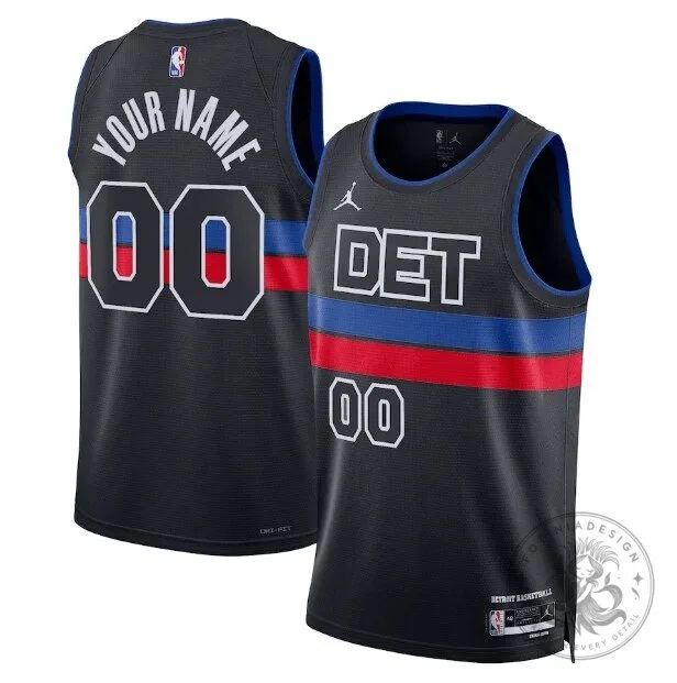Detroit Pistons Statement Edition Black Custom Basketball Jersey