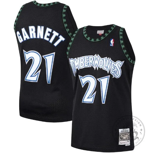 Minnesota Timberwolves Kevin Garnett Black Throwback Basketball Jersey