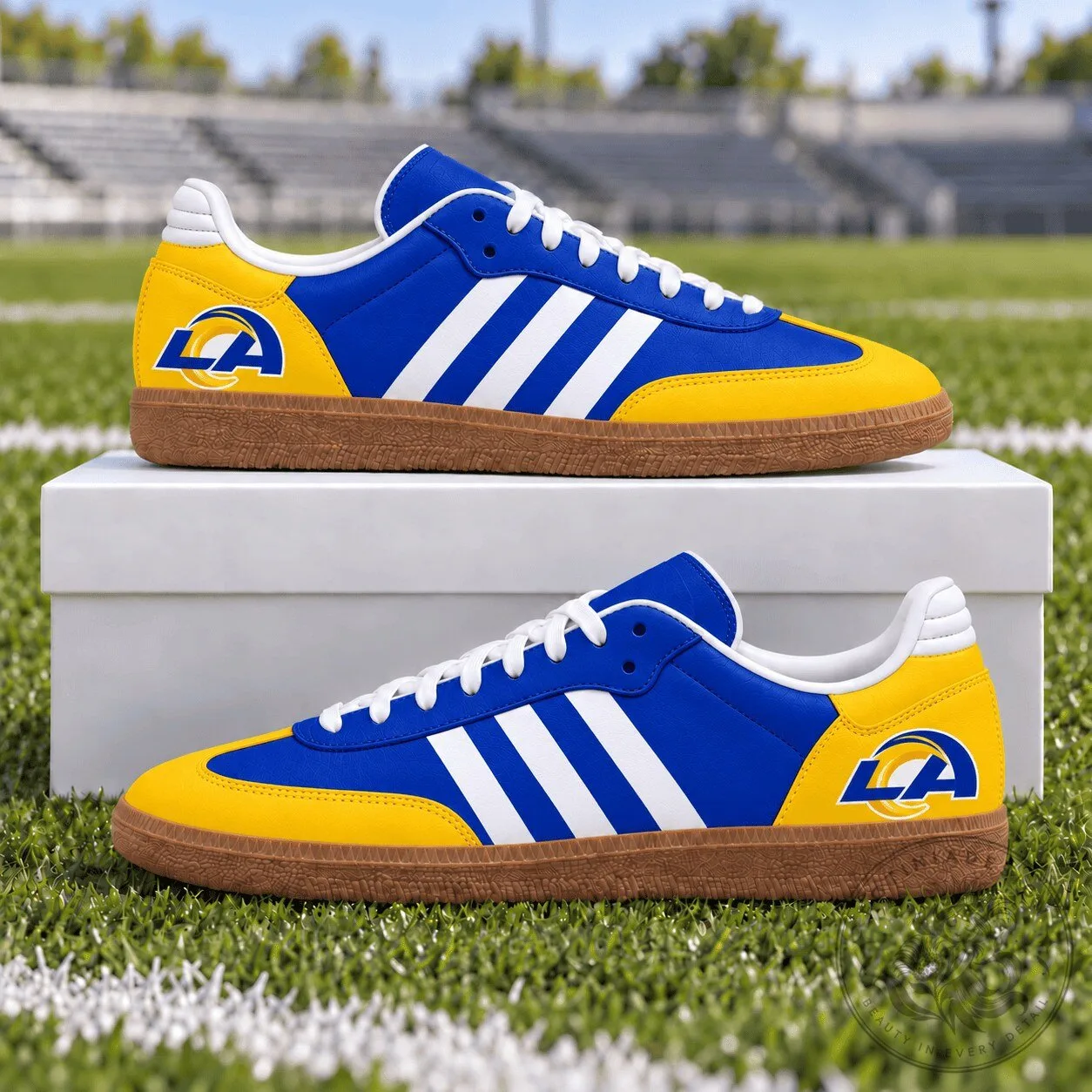 Los Angeles Rams Football Team Blue and Yellow Stripes Samba Shoes