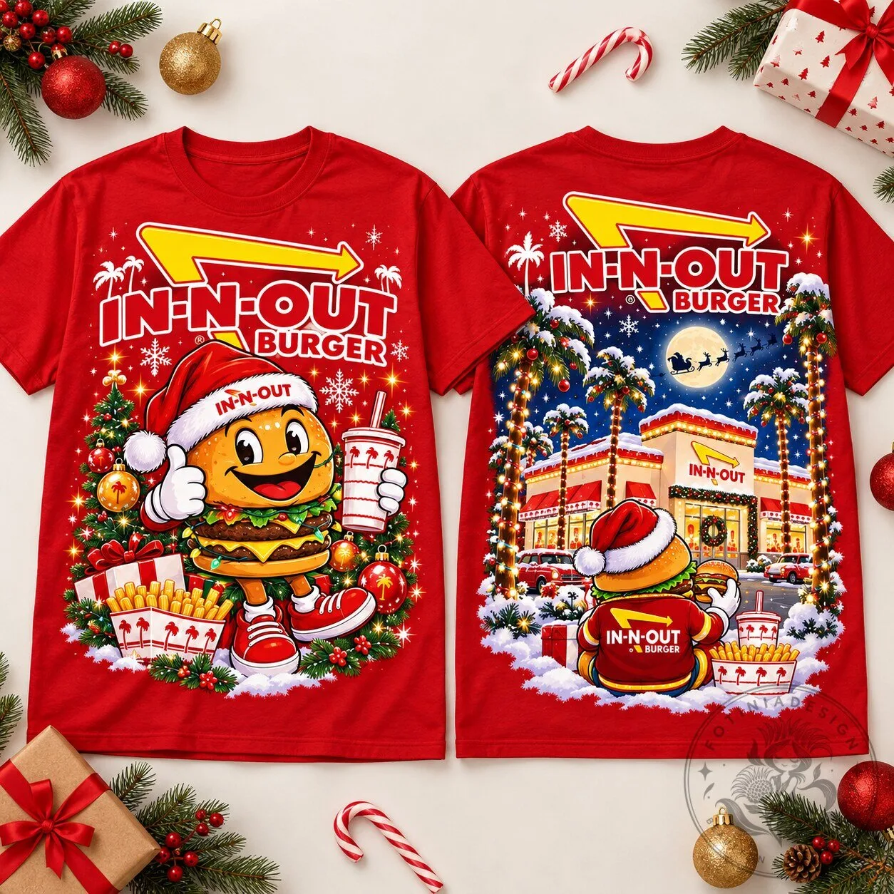 In-N-Out Burger Christmas Holiday Graphic T-Shirt