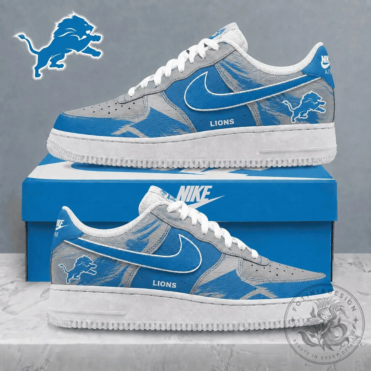 Detroit Lions NFL Team Logo Custom Air Force 1 Style Shoes