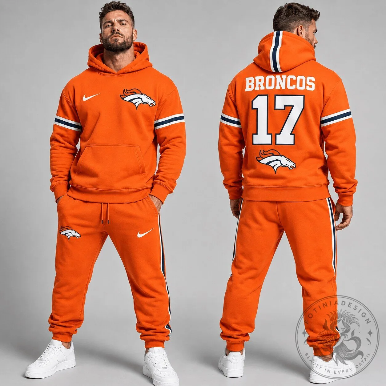 Denver Broncos Personalized Orange Hoodie for Men with Custom Name and Number 1 Denver Broncos Personalized Orange Hoodie for Men with Custom Name and Number