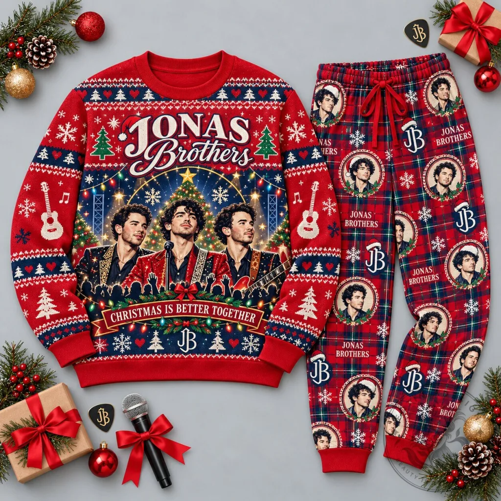 Jonas Brothers Christmas Is Better Together Festive Holiday Pajamas Set Jonas Brothers Christmas Is Better Together Festive Holiday Pajamas Set