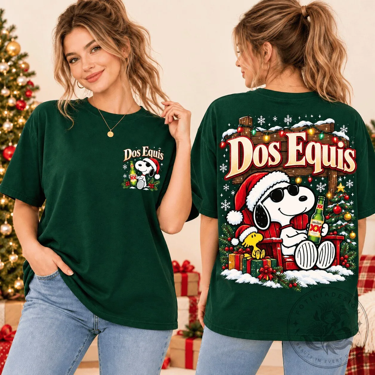 Dos Equis Snoopy Christmas Holiday Beer Drinking Festive T-Shirt